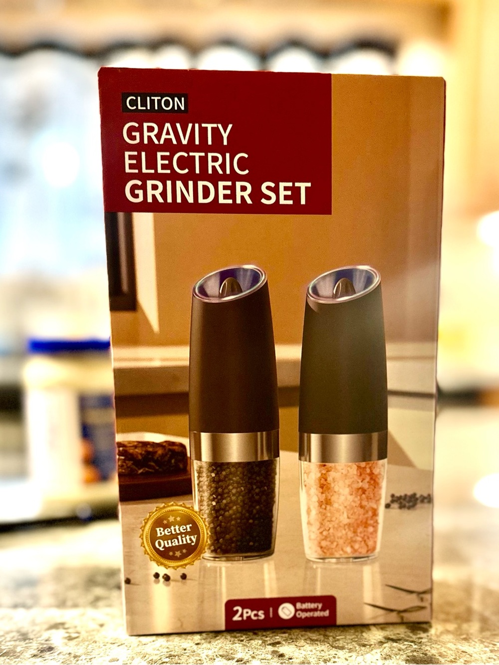 Cliton Gravity Electric Grinder Set - Black & Clear (2pc)